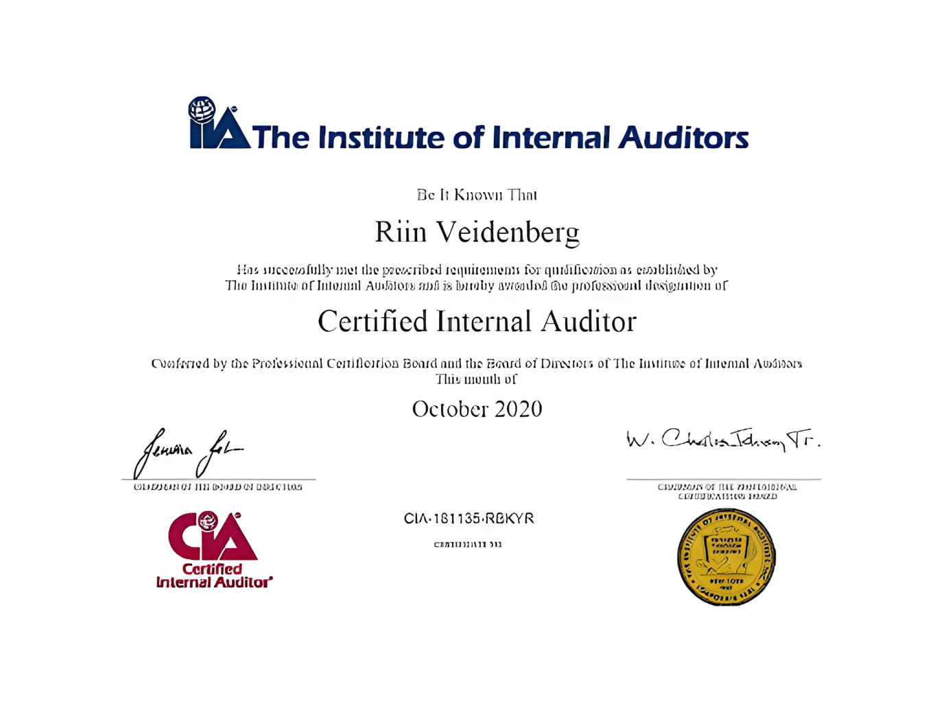 chứng chỉ kế toán CIA - Certified Internal Auditor