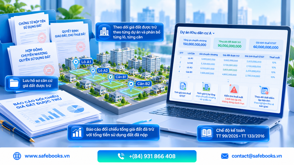 Cách tính thuế GTGT chuyển nhượng bất động sản và giá đất được trừ