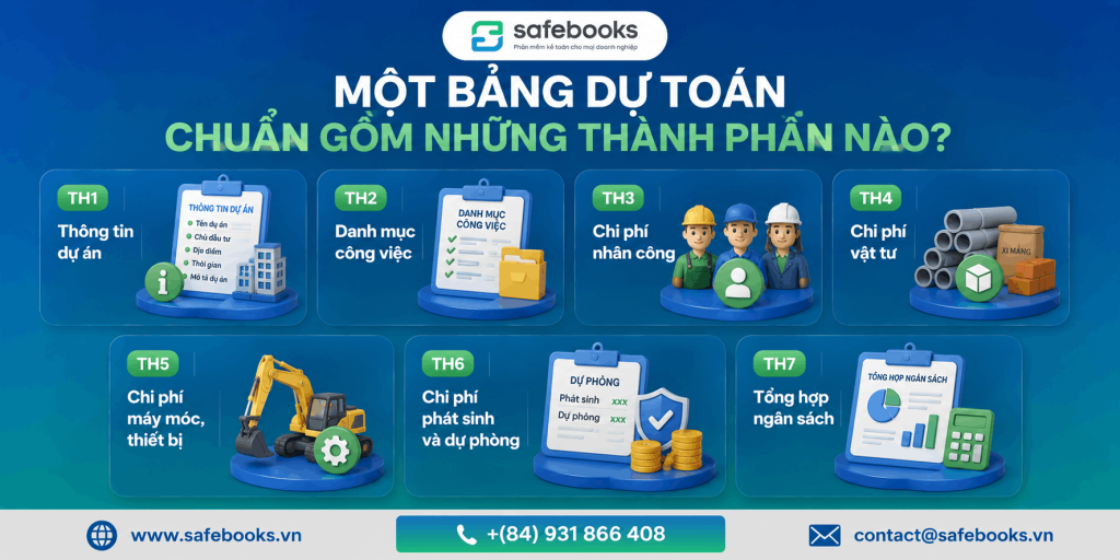 Một bảng dự toán chuẩn gồm những thành phần nào?