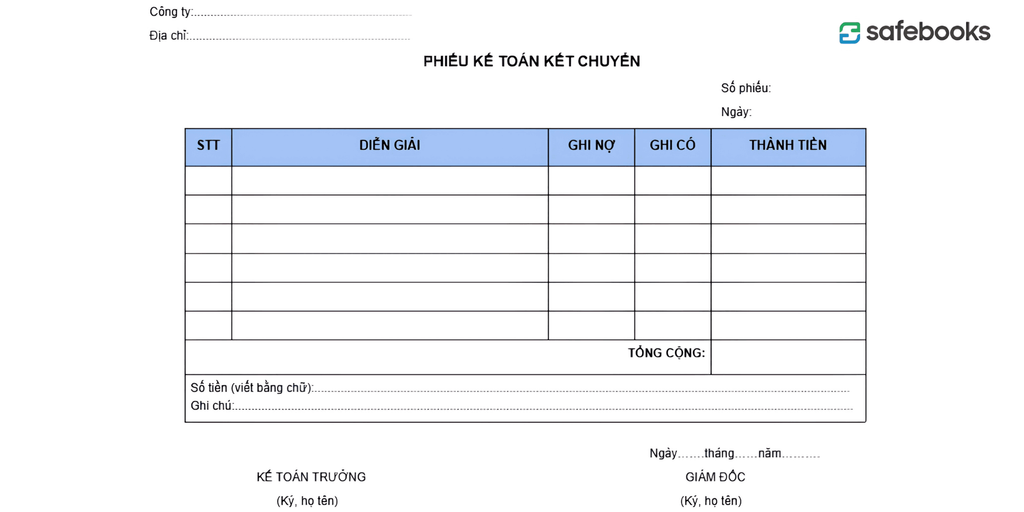 Phiếu kế toán là gì? Mẫu phiếu kế toán chuẩn, chi tiết 3 Mẫu phiếu kết chuyển cuối kỳ