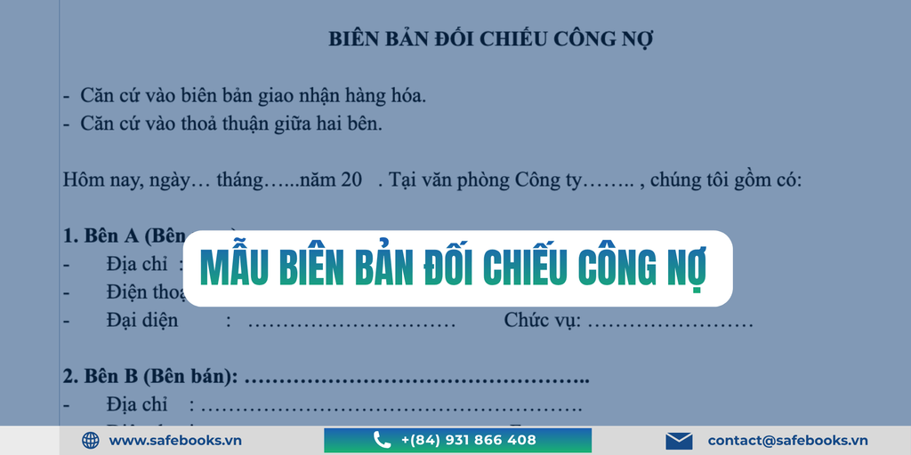 Tải mẫu biên bản đối chiếu công nợ mới nhất